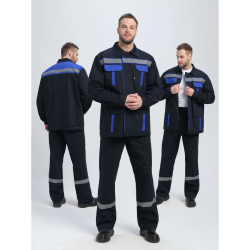 Костюм ИТР СОП UZ (тк.Саржа,250) брюки, т.синий/васильковый